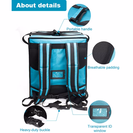 Double Layers Motorcycle 500d PVC Waterproof Ice Cooler Insulated Aluminum Foil Food Delivery Pizza Bag Food Delivery Bag Backpack Reusable Lunch Thermal Bags
